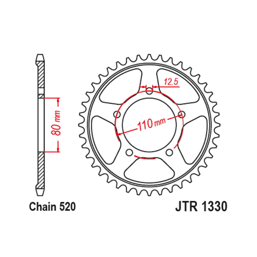 Couronne JT SPROCKETS acier standard 1330 - 520