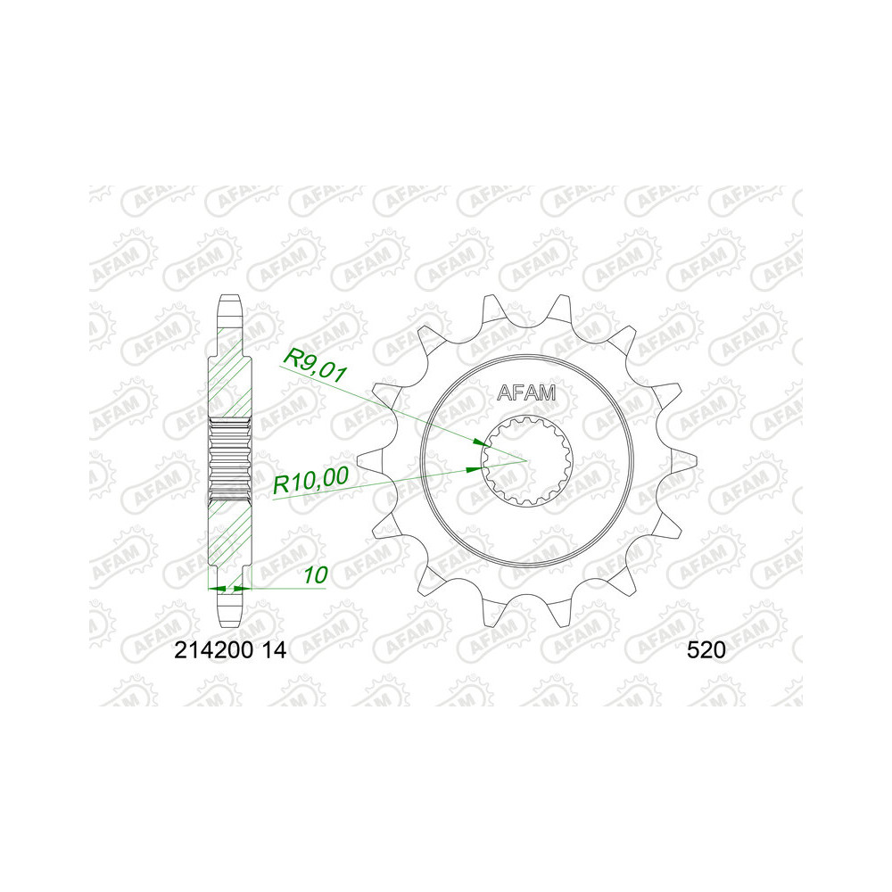 Pignon AFAM acier standard 214200 - 520