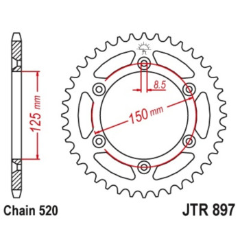 JT SPROCKETS Steel Standard Rear Sprocket 897 - 521