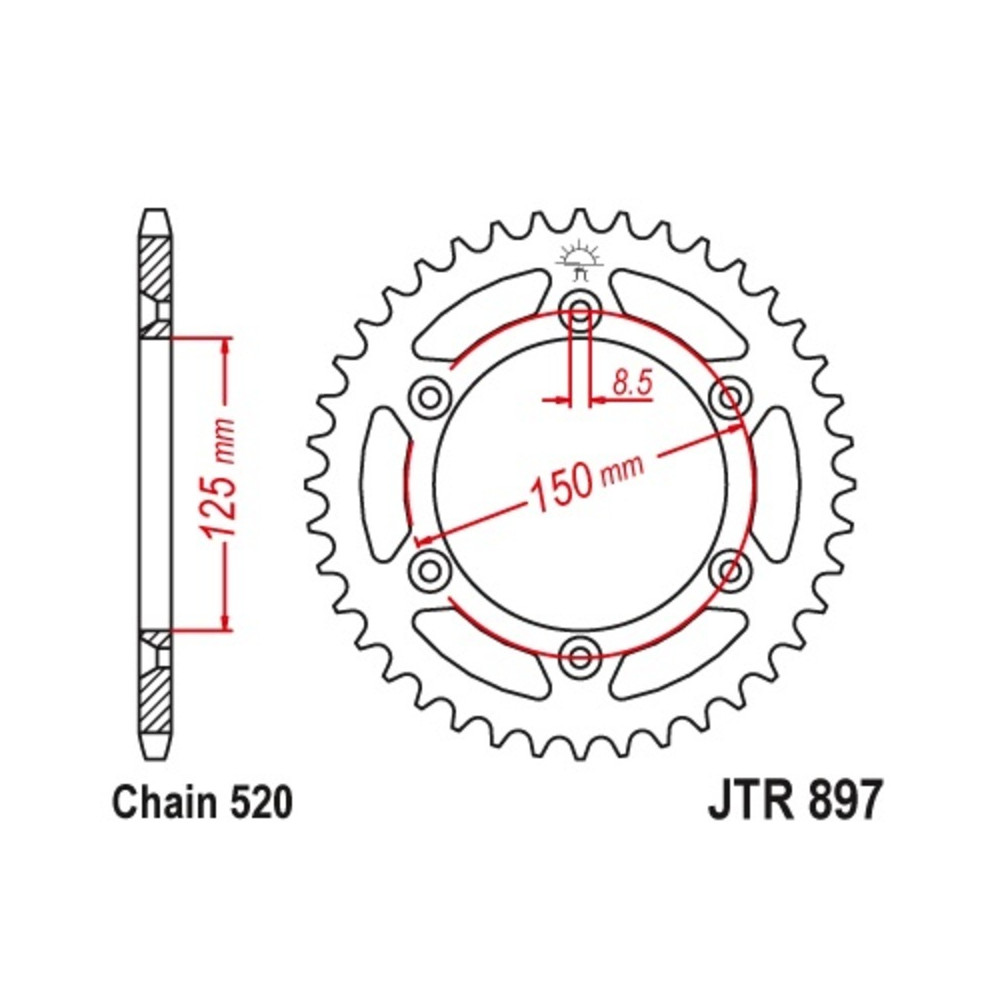 JT SPROCKETS Steel Standard Rear Sprocket 897 - 519