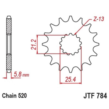 Pignon JT SPROCKETS acier anti-bruit 784 - 520