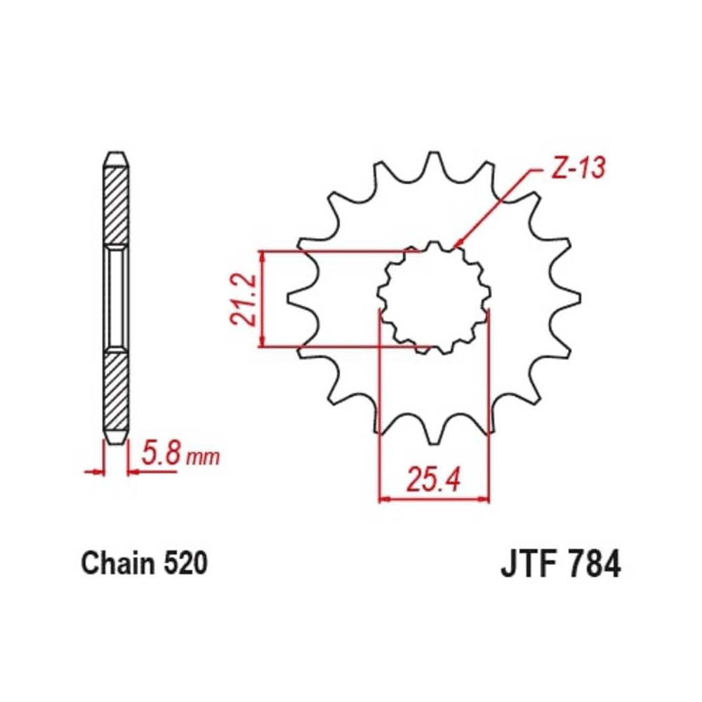 Pignon JT SPROCKETS acier anti-bruit 784 - 520