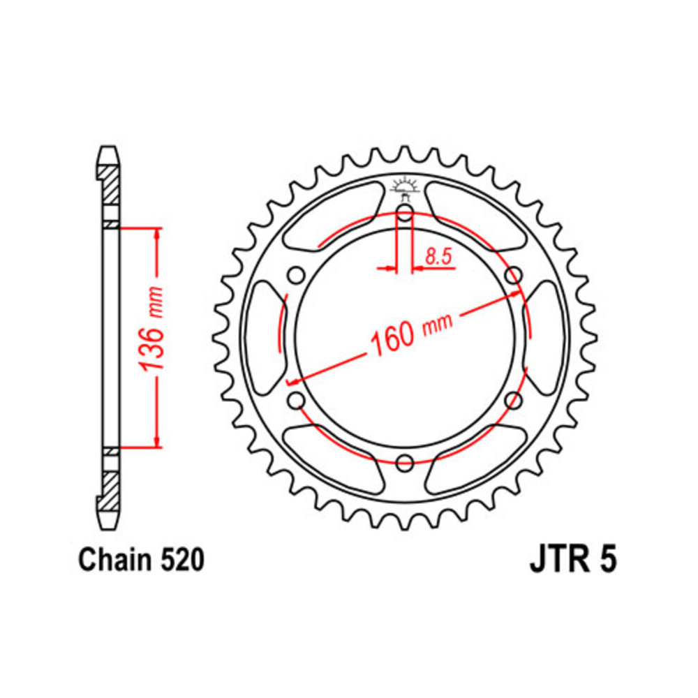 Couronne JT SPROCKETS acier standard 5 - 520