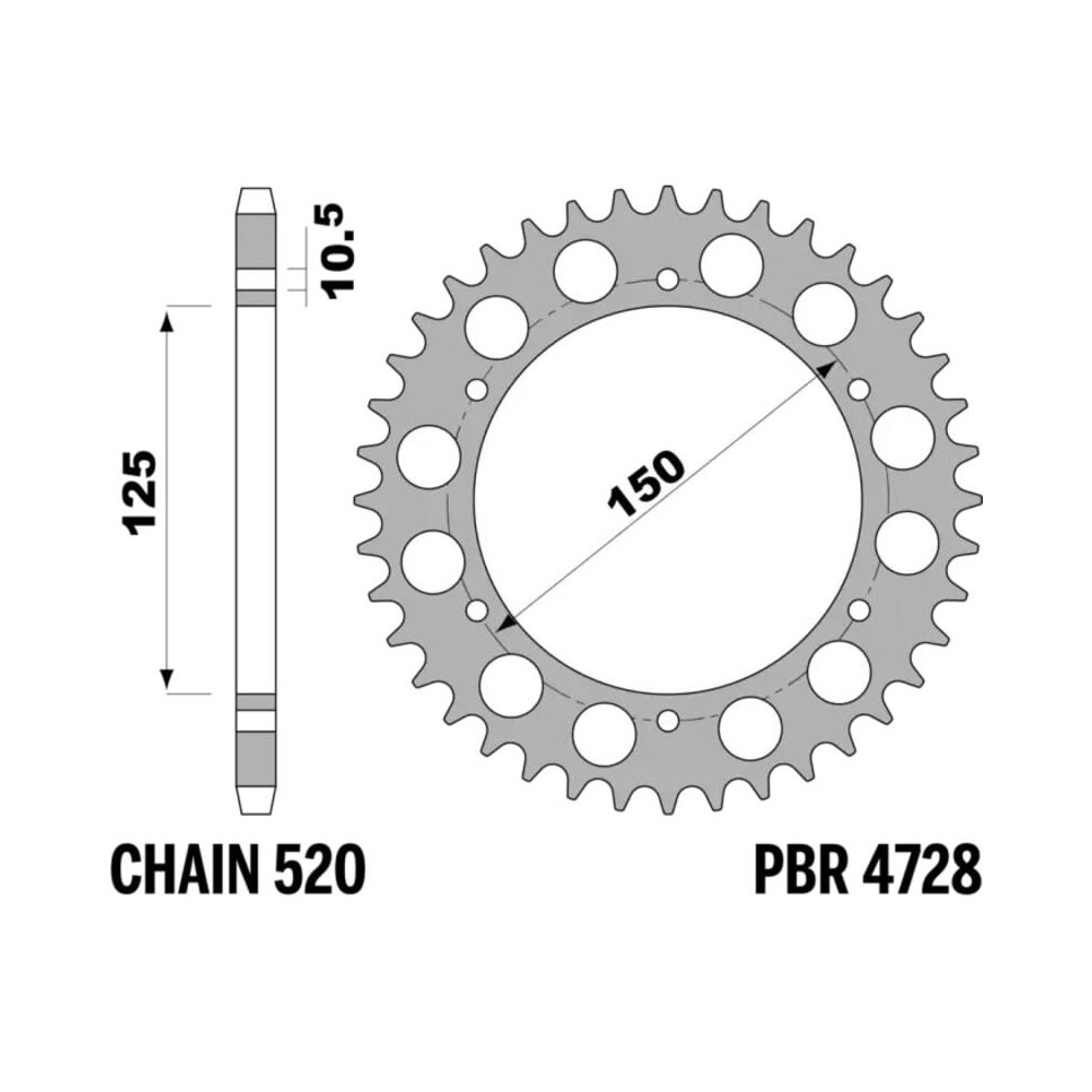 Couronne PBR acier C45 standard 4728 - 520