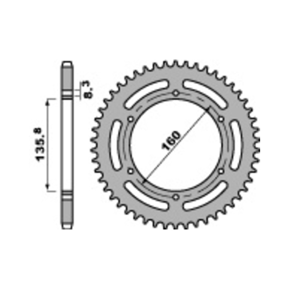 PBR Standard C45 Steel Rear Sprocket 3552 - 520