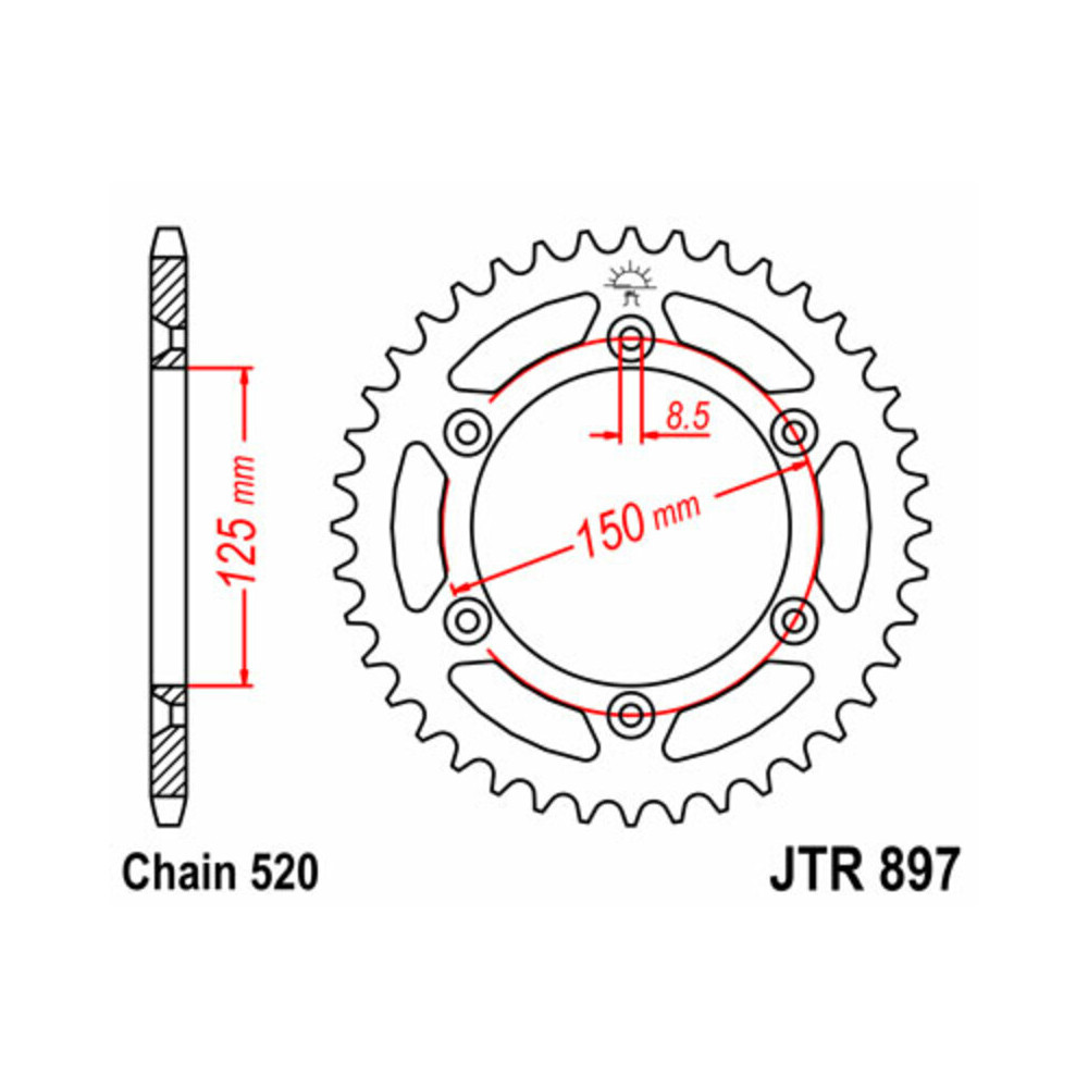 Couronne JT SPROCKETS acier standard 897 - 520