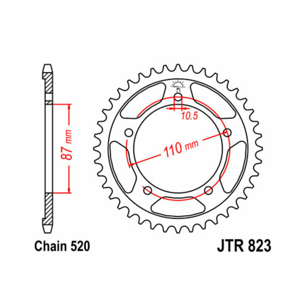 Couronne JT SPROCKETS acier standard 823 - 520