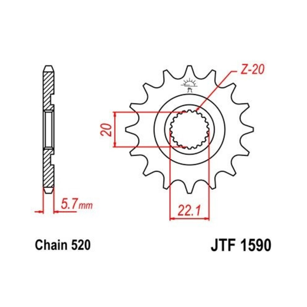 Pignon JT SPROCKETS acier standard 1590 - 520