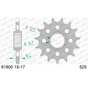 Pignon AFAM acier anti-bruit 618 - 525 - noir