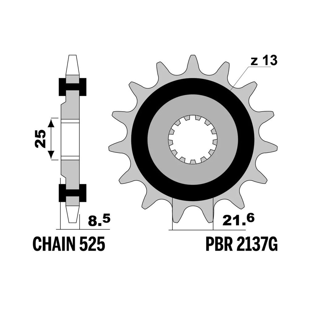 Pignon PBR acier anti-bruit 2137 - 525