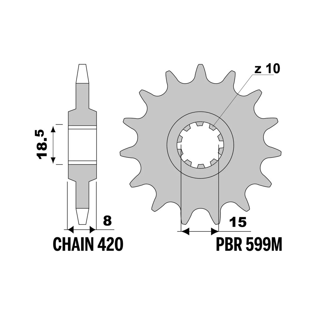 Pignon PBR acier standard 599M - 420