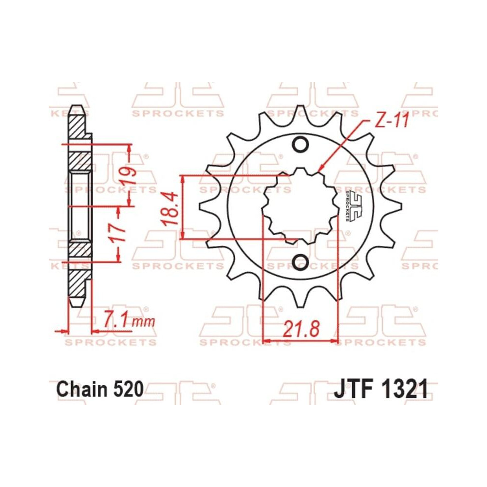 Pignon JT SPROCKETS acier anti-bruit 1321 - 520