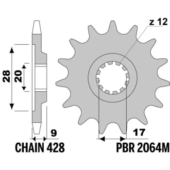 Pignon PBR acier standard - 428