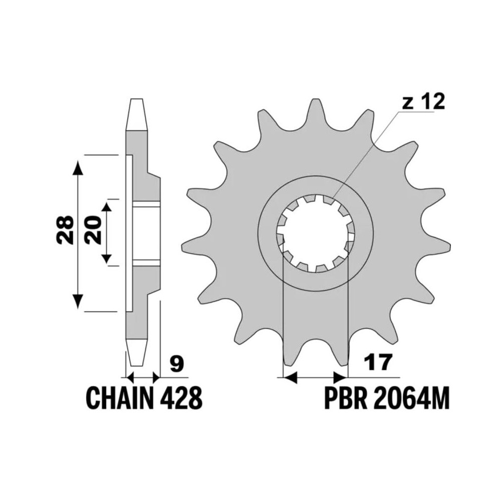 Pignon PBR acier standard - 428