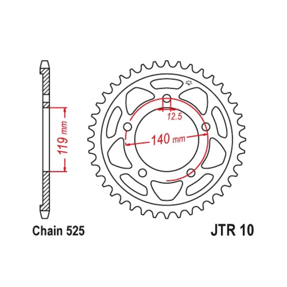 Couronne JT SPROCKETS acier standard - 525