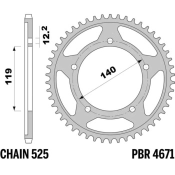 Couronne PBR acier C45 revenu 4671 - 525