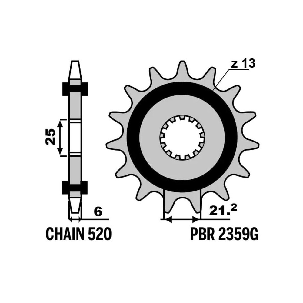 Pignon PBR acier anti-bruit - 520