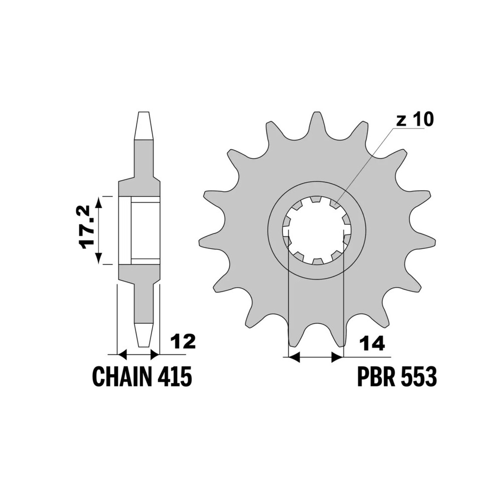 Pignon PBR acier standard - 415