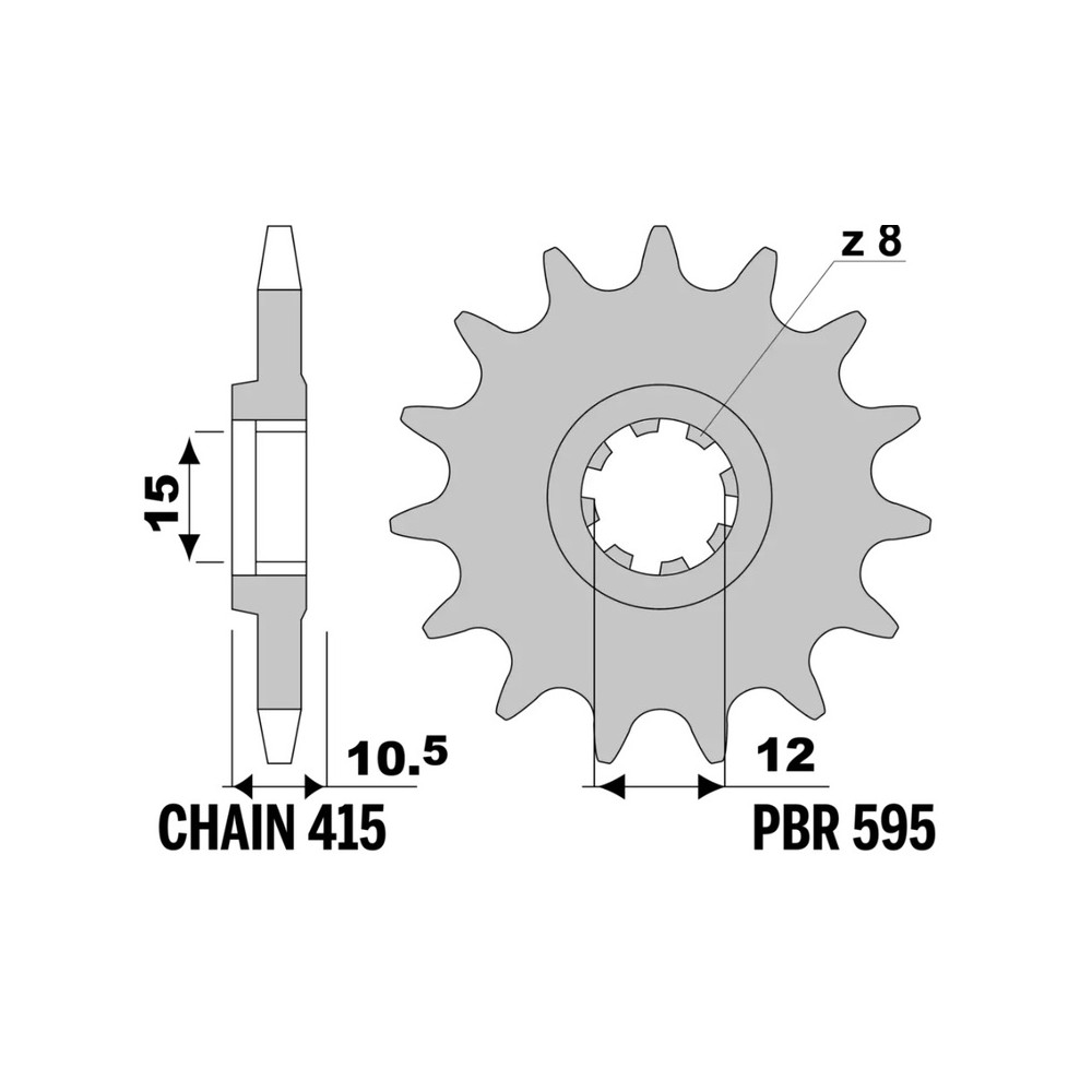 Pignon PBR acier standard - 415