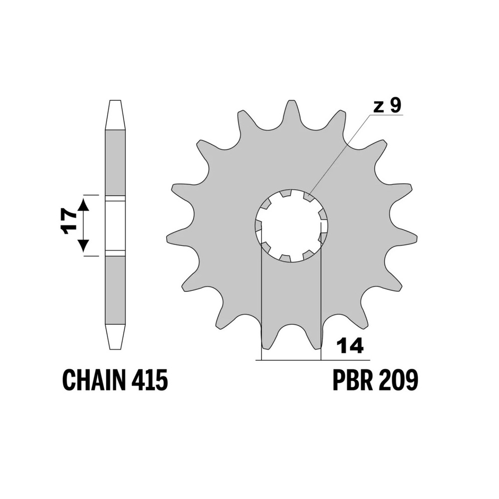 Pignon PBR acier standard - 415