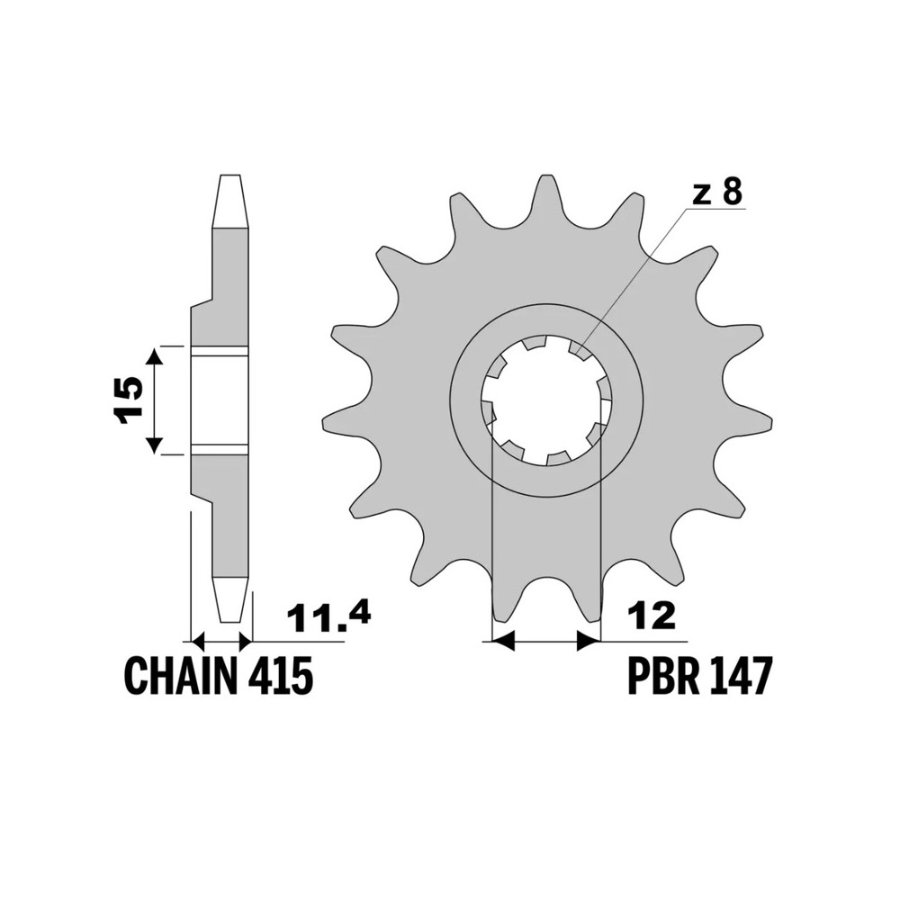 Pignon PBR acier standard - 415