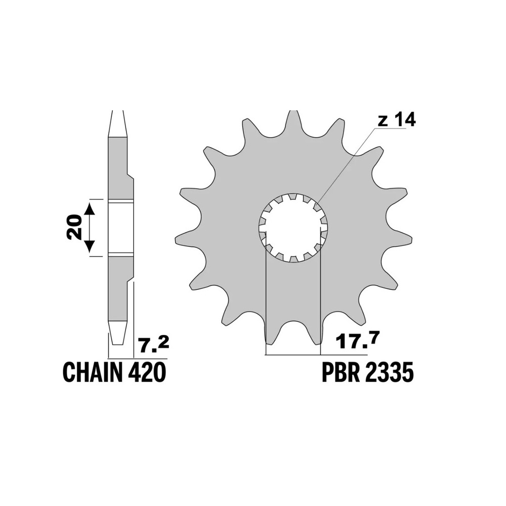 Pignon PBR acier standard - 420