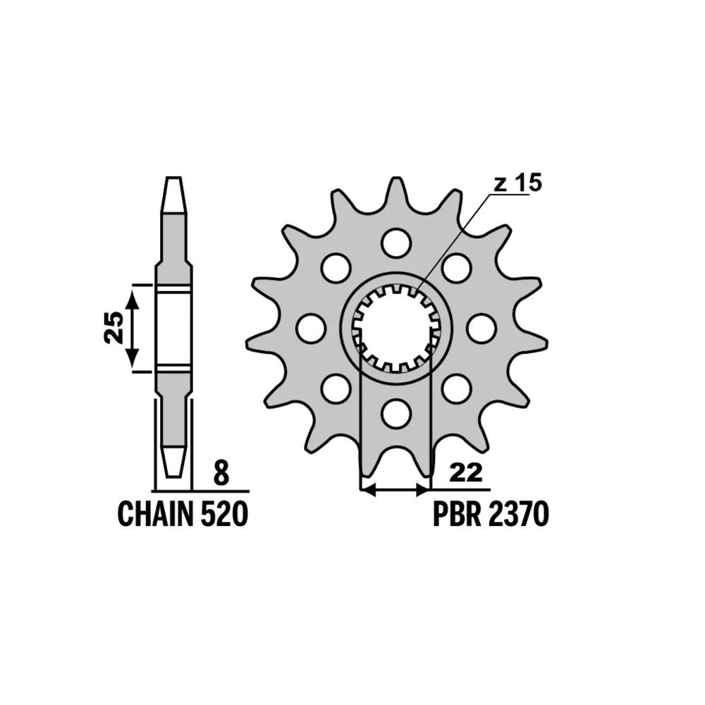 Pignon PBR acier standard - 520