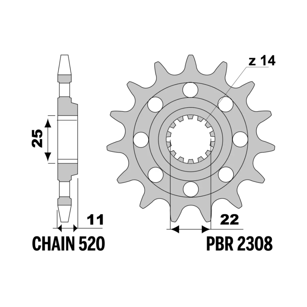 Pignon PBR acier standard - 520