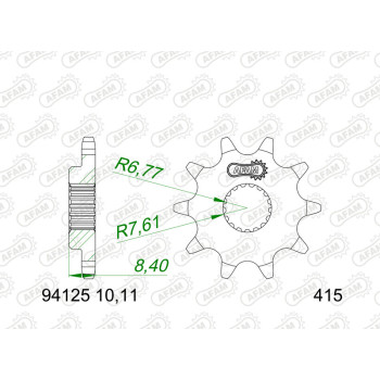 Pignon AFAM acier standard - 415