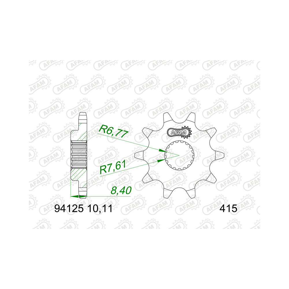 Pignon AFAM acier standard - 415
