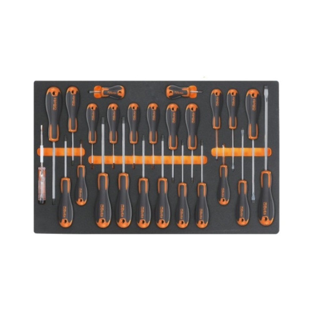 Plateau thermoformé souple BETA TOOLS avec tournevis Beta Easy pour vis à fente, Phillips® et Torx®