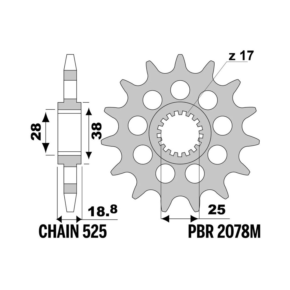 Pignon PBR acier standard - 525