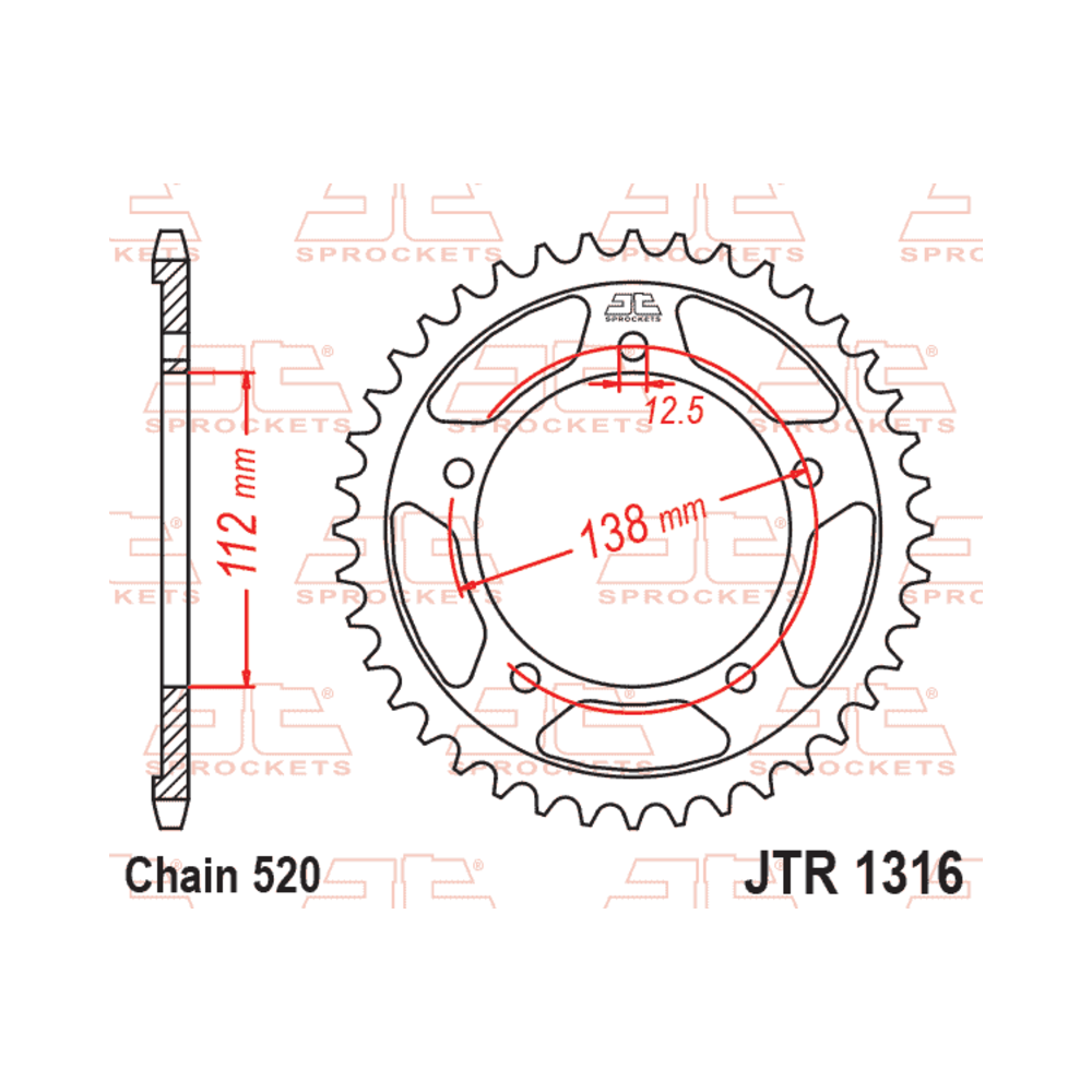 Couronne JT SPROCKETS acier standard - 520