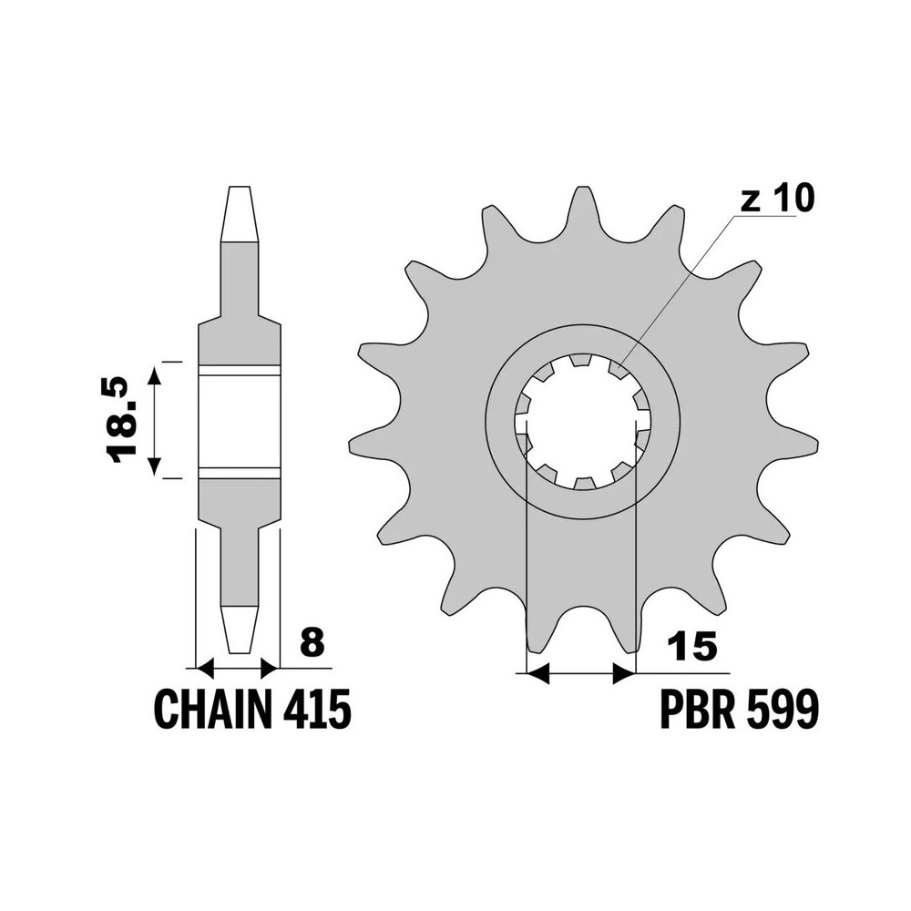 Pignon PBR acier standard - 415
