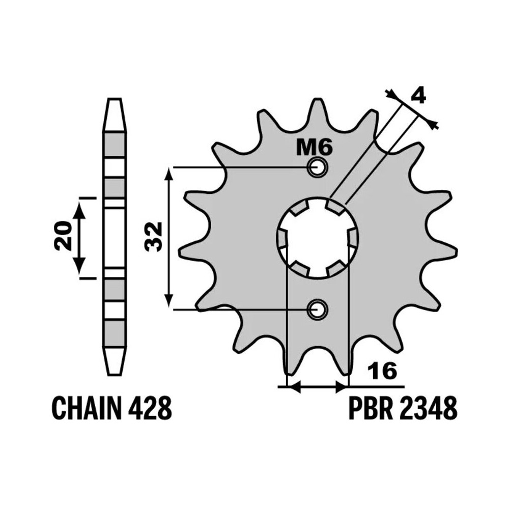 Pignon PBR acier standard - 428