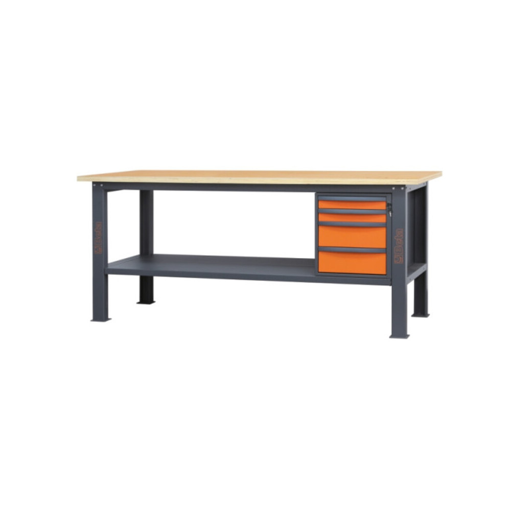 Etabli BETA 2,1m - plan de travail en bois et 4 tiroirs - C58BC-W2,1