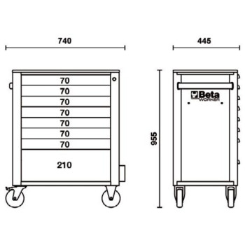 Servante mobile d’atelier à 8 tiroirs BETA Worker - C24S/8 PLUS-A