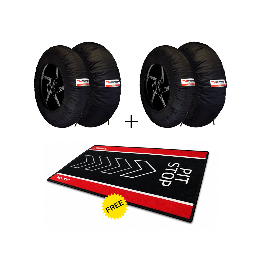 Kit VECTOR – 2 jeux de couvertures chauffantes Smart 120/190 (noires) avec tapis de paddock Pit Stop offert