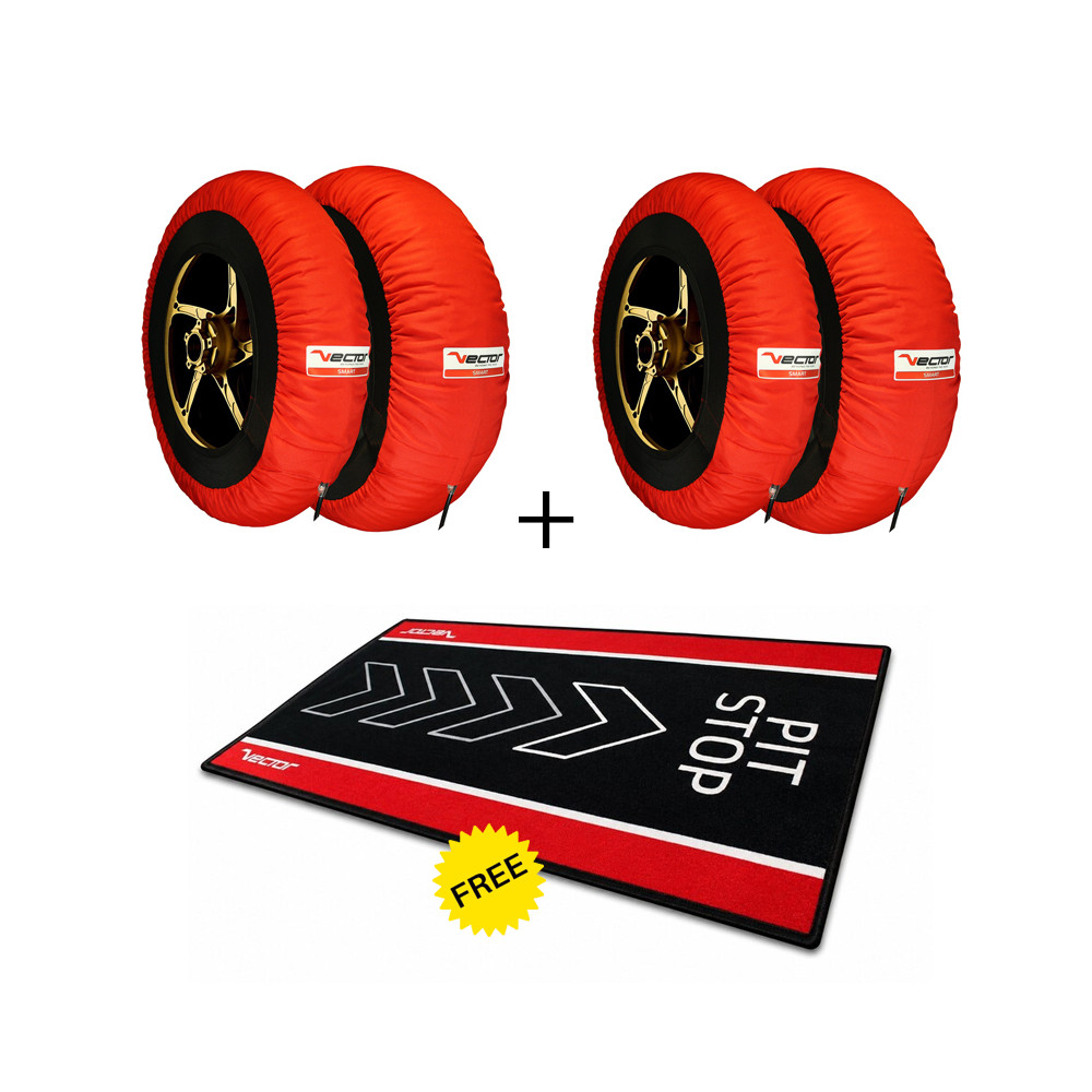 Kit VECTOR – 2 jeux de couvertures chauffantes Smart 120/190 (rouges) avec tapis de paddock Pit Stop offert