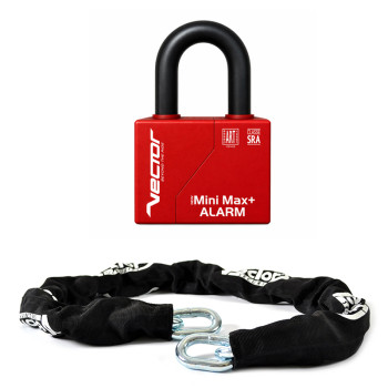 Kit VECTOR – Chaîne 1800 × 14 mm et cadenas avec alarme New Minimax+ Alarm