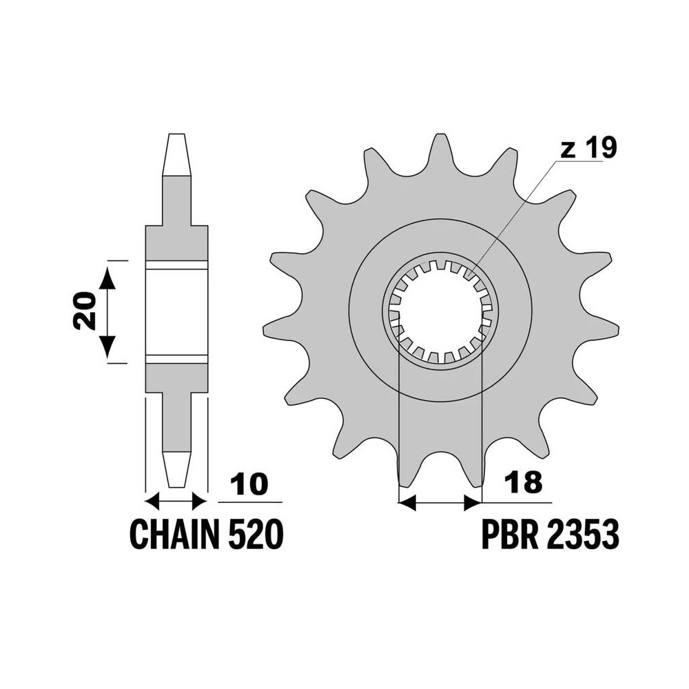 Pignon PBR acier standard - 520