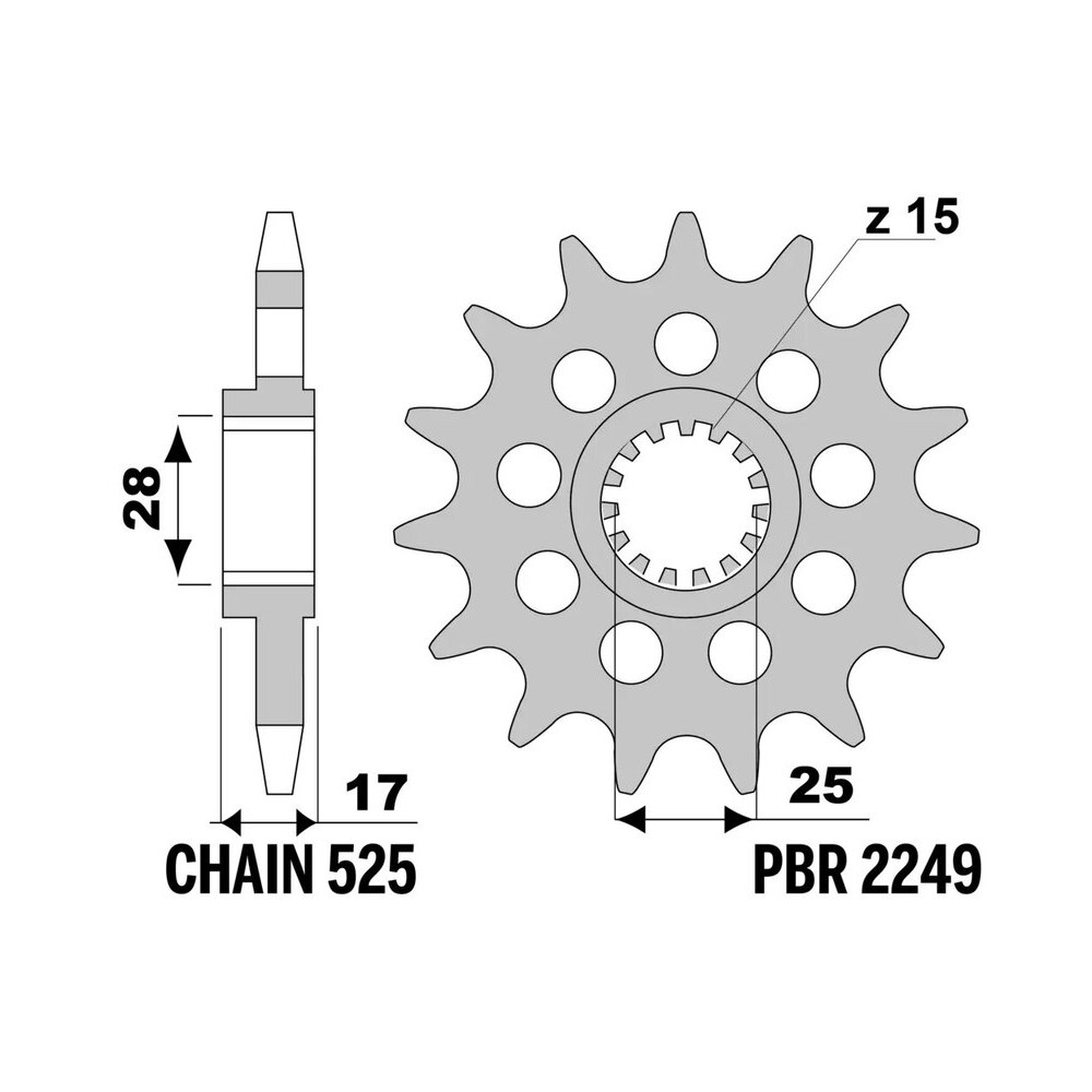 Pignon PBR acier anti-bruit - 525