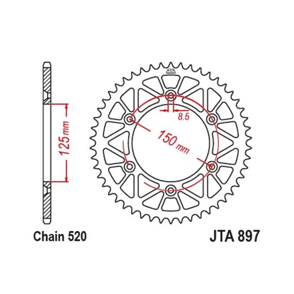 Couronne JT SPROCKETS alu standard - 520