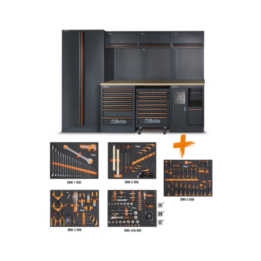 BETA TOOLS C45PRO 2.0 W workshop furniture combination with 268 Beta Worker tools