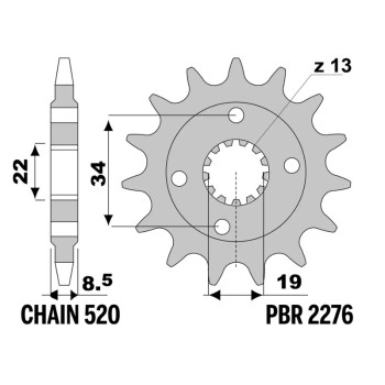 Pignon PBR acier standard - 520