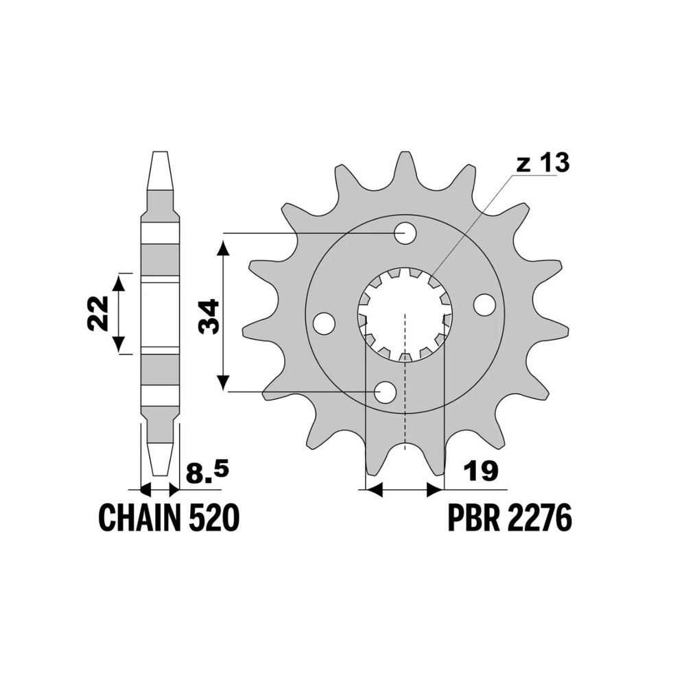 Pignon PBR acier standard - 520