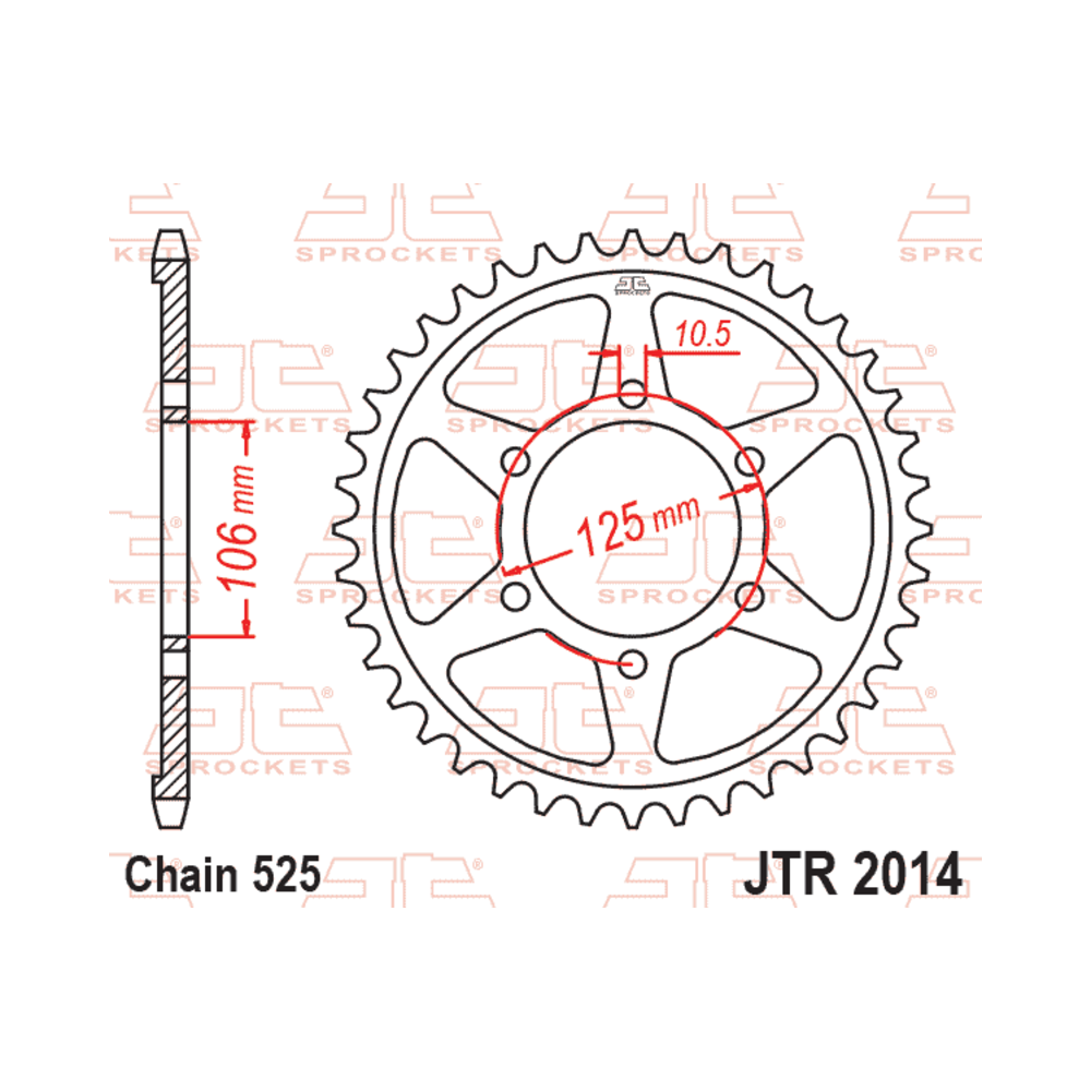Couronne JT SPROCKETS acier standard - 525