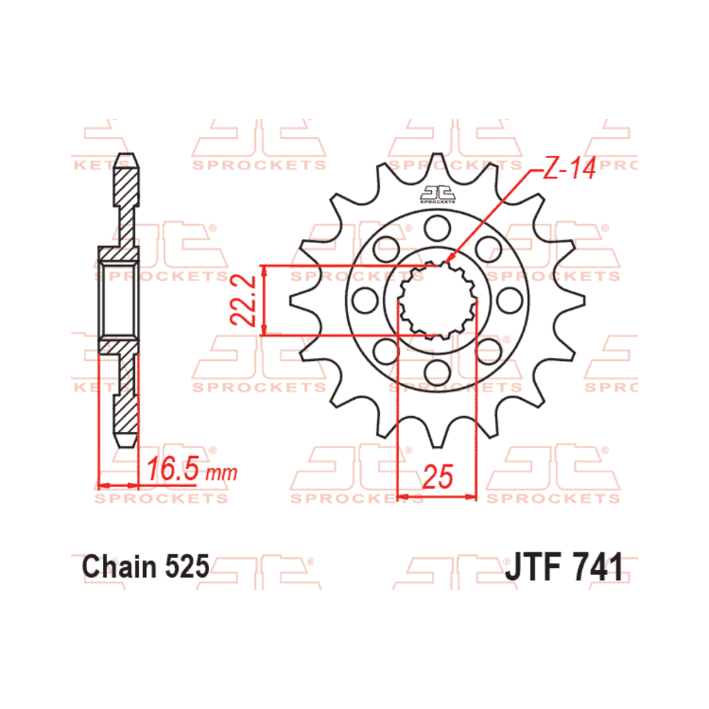 Pignon JT SPROCKETS acier anti-bruit - 525