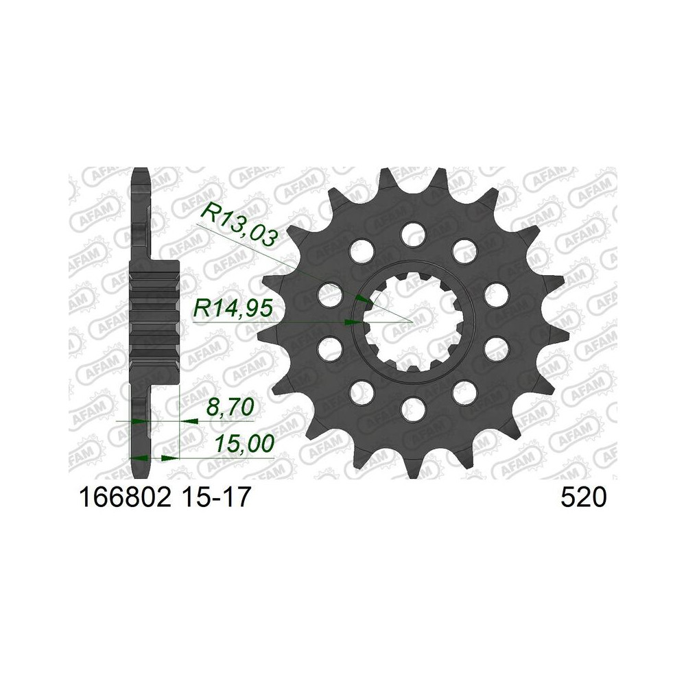 Pignon AFAM acier standard - 520
