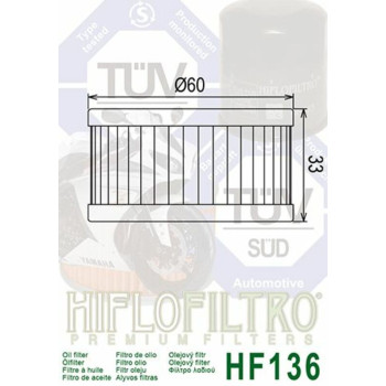 HIFLOFILTRO oil filter - HF136